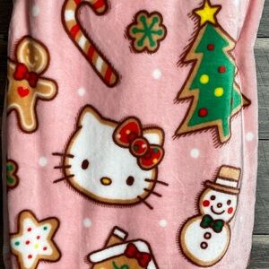 NEW Hello Kitty Pink Gingerbread Christmas Plush Blanket!